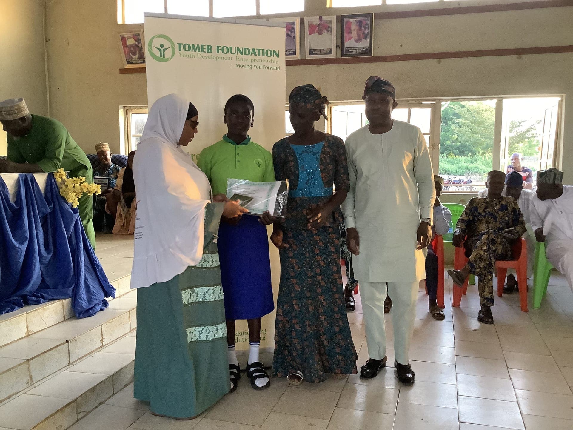 A TOMEB Foundation scholarship award presentation